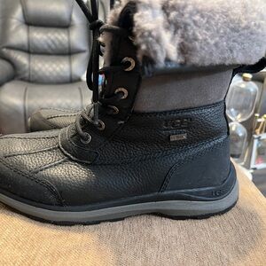 UGG Black and Gray Leather Boots